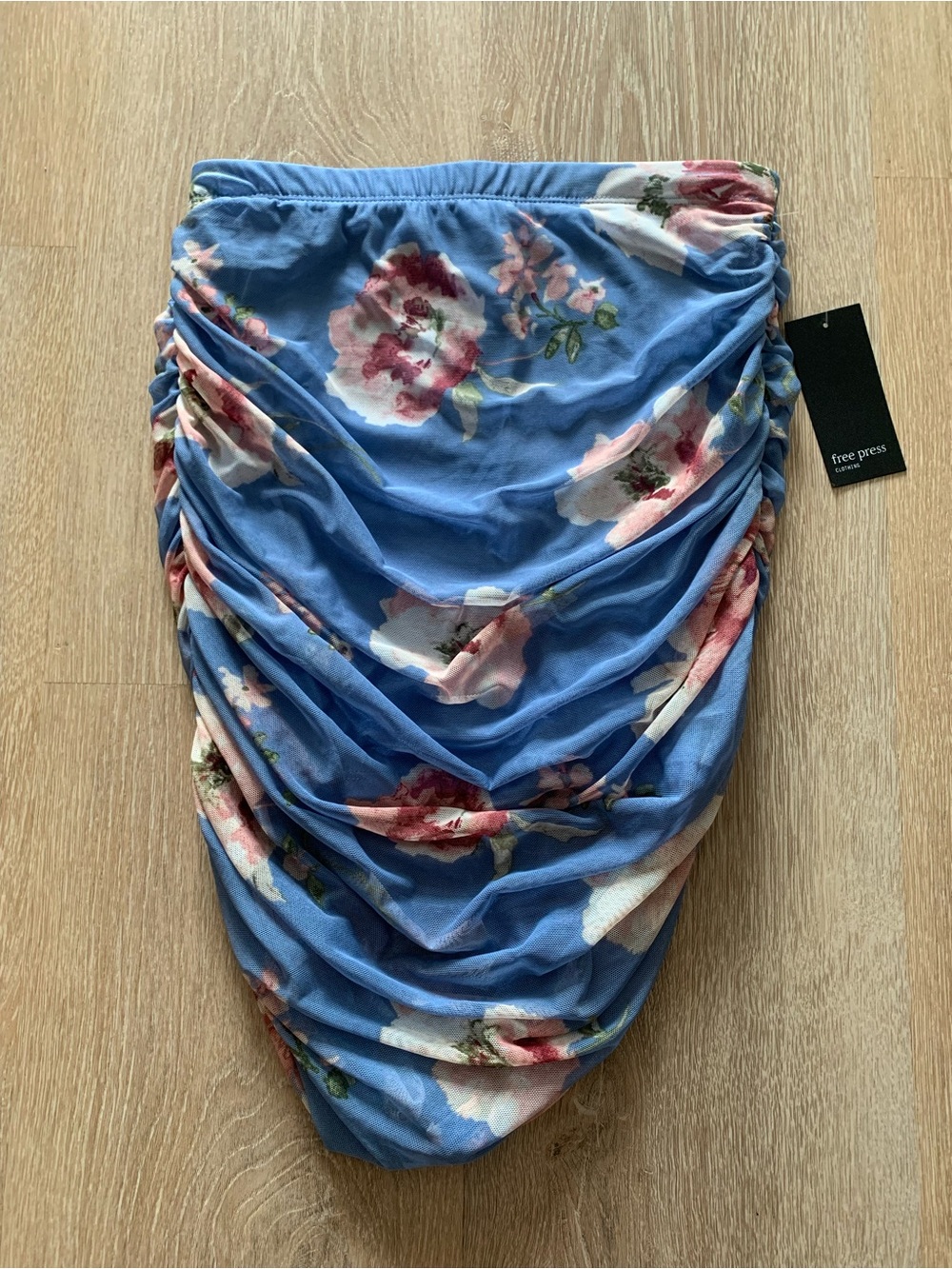 free press Blue Floral Ruched Midi Skirt Size S - Picture 8 of 8